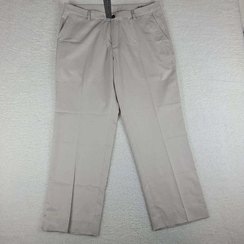 Adidas Pants Mens 36x32 Light Gray Beige Climalite Performance Tech Golf Chino *